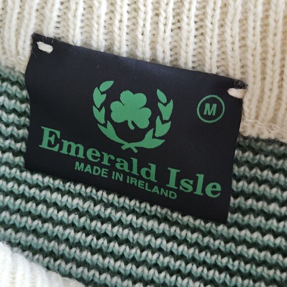Emerald Isle Womans Tunic Sweater Made In Ireland Size Med Green Floral - Picture 5 of 8